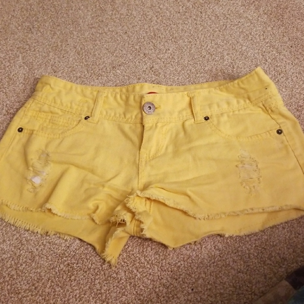 Yellow jean shorts